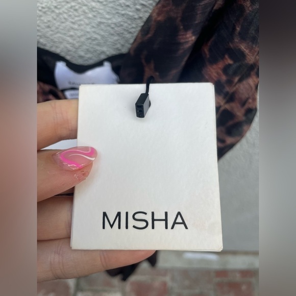 Misha Johanna Leopard Cowl-Neck High-Low Slip Dress New with Tags! - Picture 6 of 8